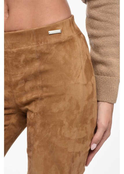 Pantaloni casual Woolrich Elastic Waistband Suede Leggings Brown Femei (BM 15891332) 3