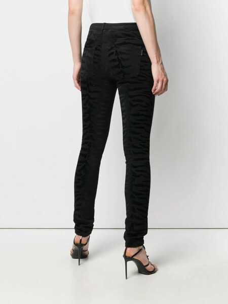 Blugi skinny Saint Laurent Skinny Fit Denims With Jacquard Tiger Motif Black Femei (BM 15891341) 4
