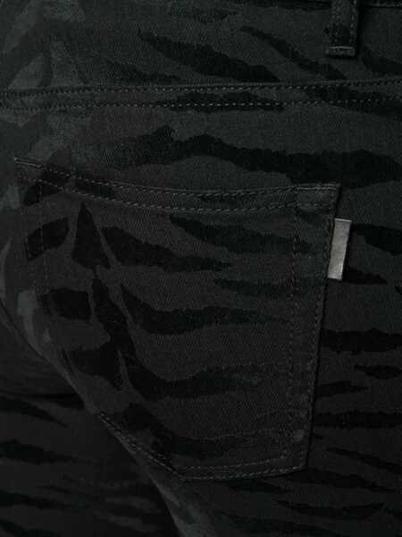 Blugi skinny Saint Laurent Skinny Fit Denims With Jacquard Tiger Motif Black Femei (BM 15891341) 5