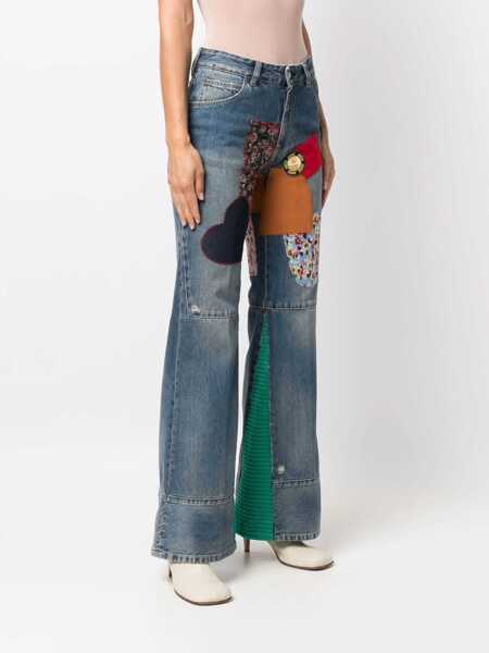 Blugi drepti Victoria Beckham Patchwork Heavy Boot Cut Jeans 30Cm Blue Femei (BM 15891356) 3