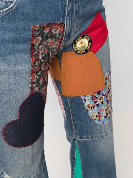 Blugi drepti Victoria Beckham Patchwork Heavy Boot Cut Jeans 30Cm Blue Femei (BM 15891356) 5