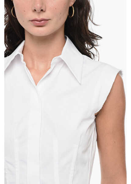Camasi casual SPORTMAX Sleeveless Goloso Shirt With Raw-Cut Details White Femei (BM 15891371) 3
