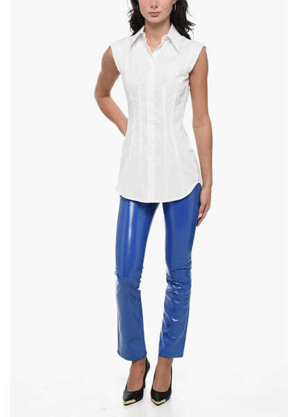 Camasi casual SPORTMAX Sleeveless Goloso Shirt With Raw-Cut Details White Femei (BM 15891371) 4