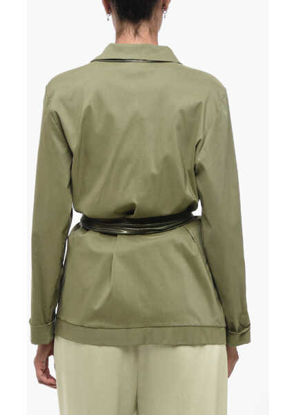 Sacouri OBLO UNIQUE Unlined No Fastening Blazer With Self-Tie Detail Green Femei (BM 15891380) 2