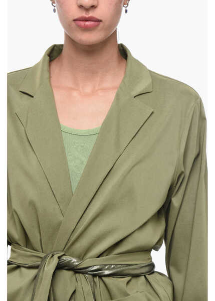 Sacouri OBLO UNIQUE Unlined No Fastening Blazer With Self-Tie Detail Green Femei (BM 15891380) 3