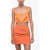 WOERA Side Zipped Silk Crop Top Orange
