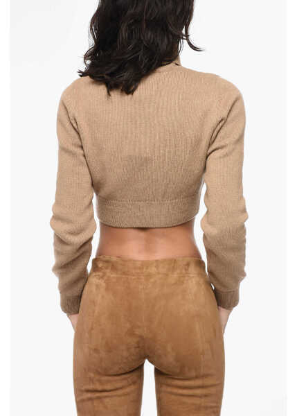 Pulovere Palm Angels Embroidered Cropped Sunset Turtle Neck Sweater Beige Femei (BM 15891386) 2