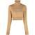 Palm Angels Embroidered Cropped Sunset Turtle Neck Sweater Beige