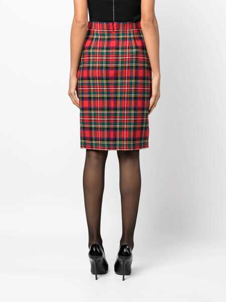 Fuste lungi Saint Laurent Wool Blend Tartan Skirt Red Femei (BM 15891395) 4