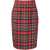 Saint Laurent Wool Blend Tartan Skirt Red
