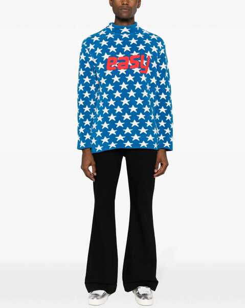 Pulovere ERL All-Over Starsterry-Cotton Crew-Neck Sweater Blue Fete (BM 15891761) 2