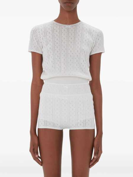 Topuri JW Anderson JW Anderson Pointelle Cap-Sleeve Top WHITE Femei (BM 15905957) 3
