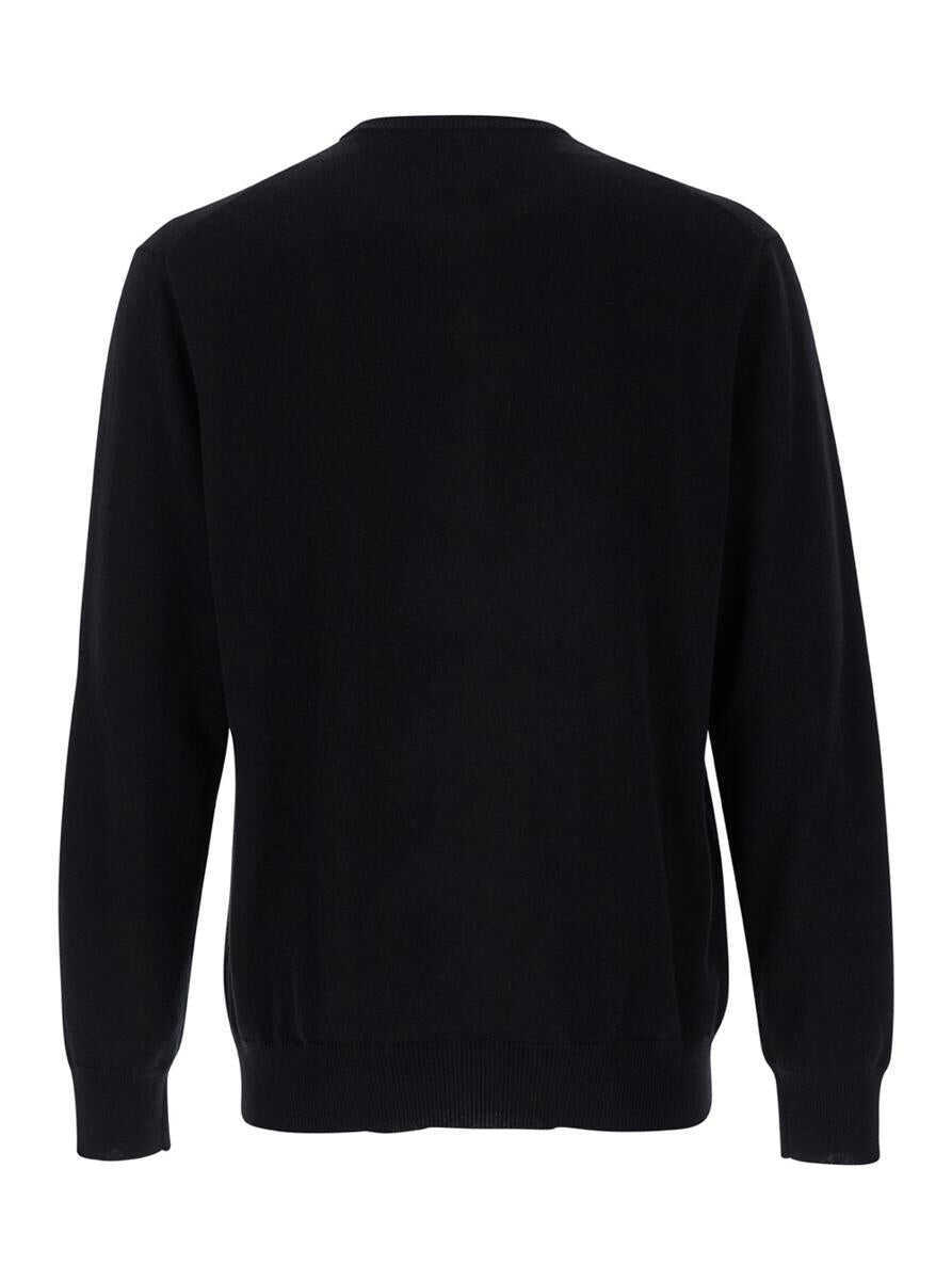 Pulovere PLAIN Black Crewneck Long Sleeve Sweater In Cashmere Man Black Barbati (BM 15915842) 2