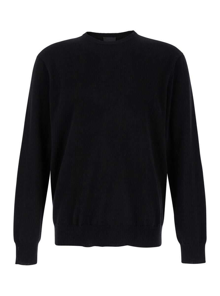 Pulovere PLAIN Black Crewneck Long Sleeve Sweater In Cashmere Man Black Barbati (BM 15915842) 1