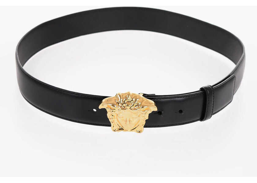 Curele Versace Leather Belt With Golden Effect Buckle 40Mm Black Barbati (BM 15919253) 2