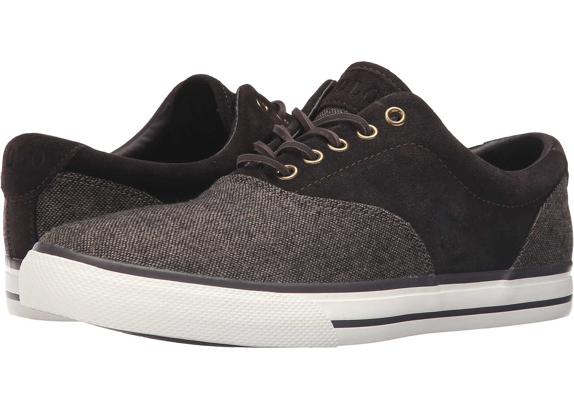 Tenis Ralph Lauren Vaughn Saddle Dark Brown/Dark Brown Menswear Tweed/Sport Suede