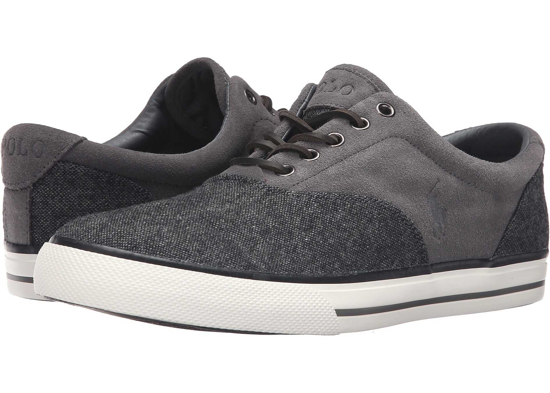 Tenis Ralph Lauren Vaughn Saddle Charcoal/Charcoal Menswear Tweed/Sport Suede