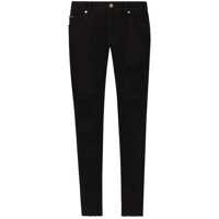 Blugi Dolce & Gabbana Black High Waist Jeans With Ripped Details And Logo Patch On The Rear In Denim Man