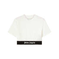 Tricouri Palm Angels Logo Cotton Cropped T-Shirt Femei