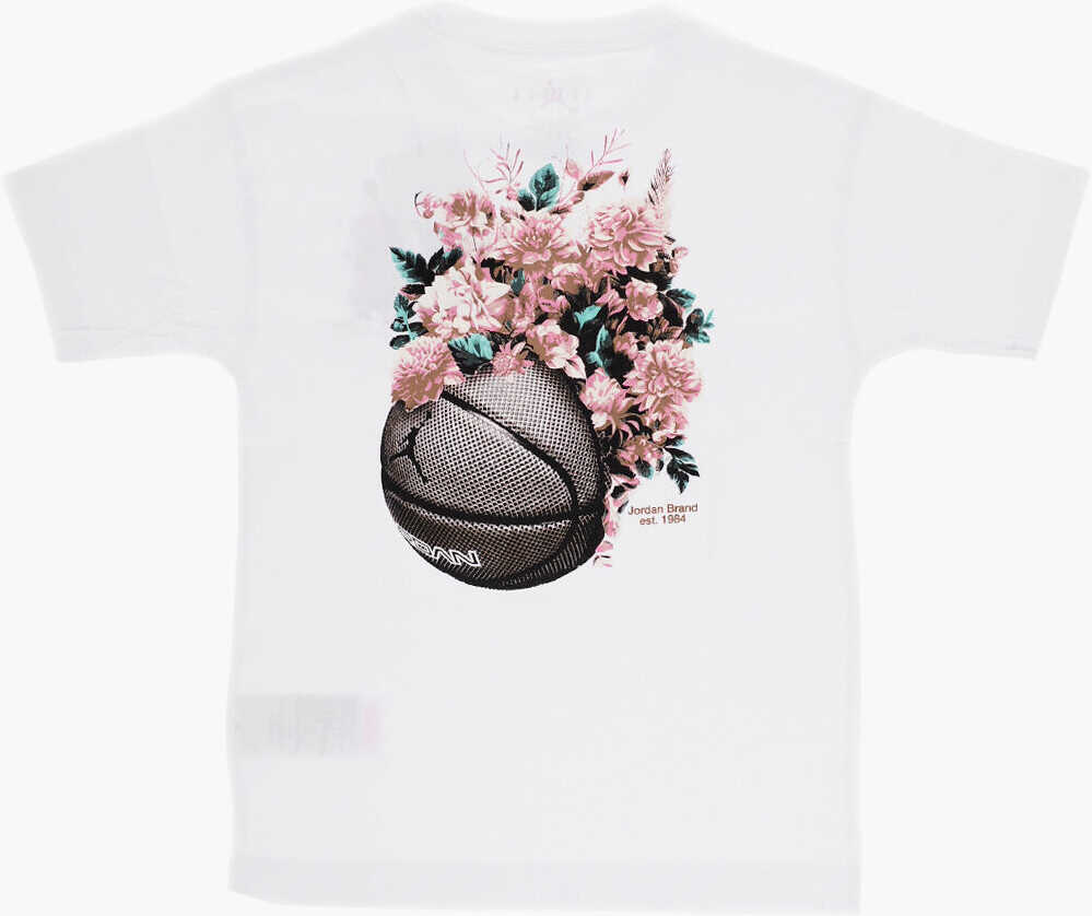 Tricouri Nike Air Jordan Printed Floral Jumpman Crewneck T-Shirt White Baieti (BM 15936992) 3