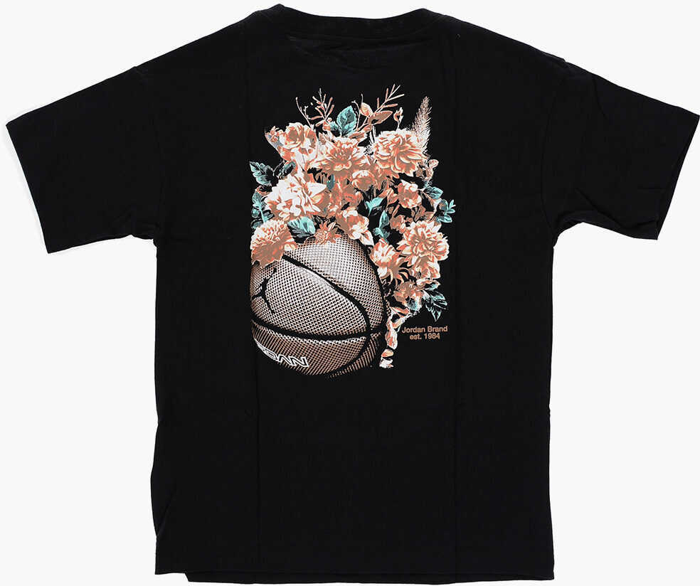 Tricouri Nike Air Jordan Printed Floral Jumpman Crewneck T-Shirt Black Baieti (BM 15936995) 3