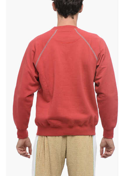Bluze de trening AND WANDER Maison Kitsune Fleeced Cotton Crew-Neck Sweatshirt With Fro Red Barbati (BM 15937280) 2