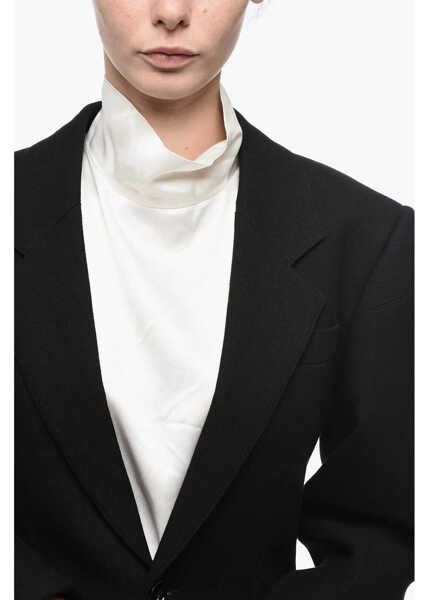 Sacouri Bottega Veneta Cuffed Single Breasted Blazer Black Femei (BM 15937316) 3