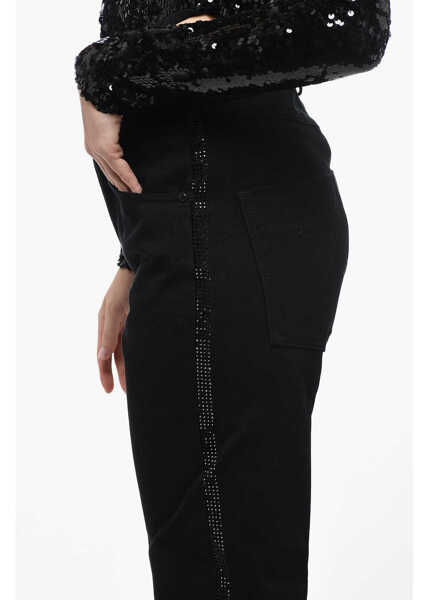 Blugi drepti Max Mara Straight Fit Denims With Rhinestone Application Black Femei (BM 15937331) 3