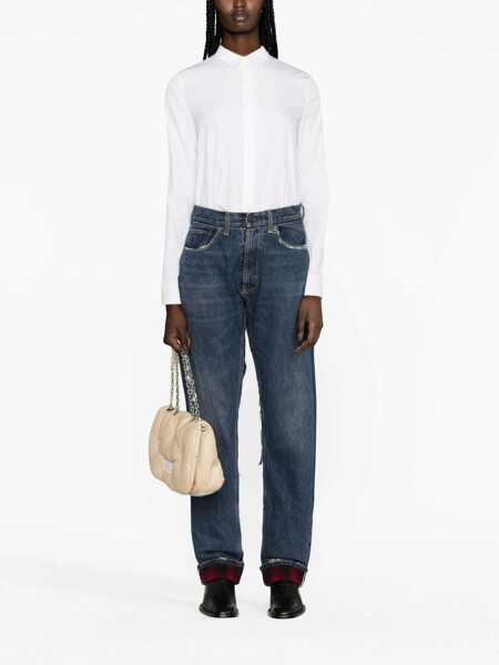 Blugi drepti Maison Margiela Mm8 Pendleton High-Waisted Denims With Wool Hem Blue Femei (BM 15937358) 2