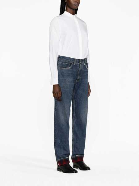 Blugi drepti Maison Margiela Mm8 Pendleton High-Waisted Denims With Wool Hem Blue Femei (BM 15937358) 3