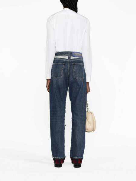 Blugi drepti Maison Margiela Mm8 Pendleton High-Waisted Denims With Wool Hem Blue Femei (BM 15937358) 4