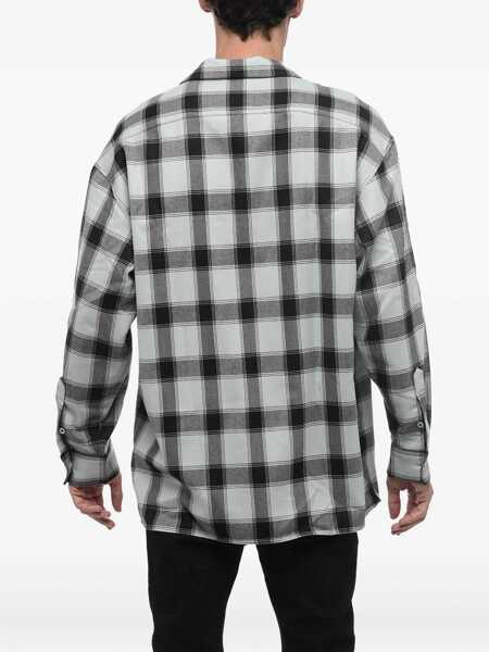 Camasi casual AMI ALEXANDRE MATTIUSSI Virgin Wool Bowling Shirt With Tartan Pattern Light Blue Barbati (BM 15937388) 3