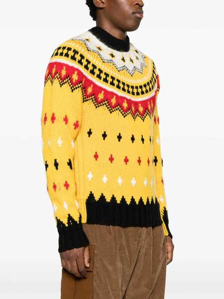 Pulovere casual Moncler Grenoble Crew Neck Wool Blend Pullover With Fairisle Motif Yellow Barbati (BM 15937571) 3