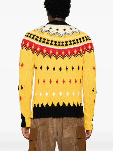 Pulovere casual Moncler Grenoble Crew Neck Wool Blend Pullover With Fairisle Motif Yellow Barbati (BM 15937571) 4