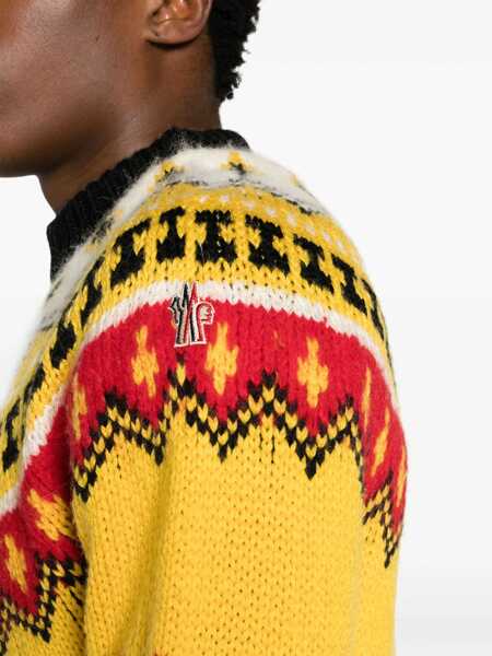 Pulovere casual Moncler Grenoble Crew Neck Wool Blend Pullover With Fairisle Motif Yellow Barbati (BM 15937571) 5