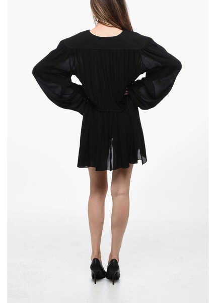 Rochii scurte WARDROBE.NYC Silk Mini Dress With Ruched Details Black Femei (BM 15937661) 2