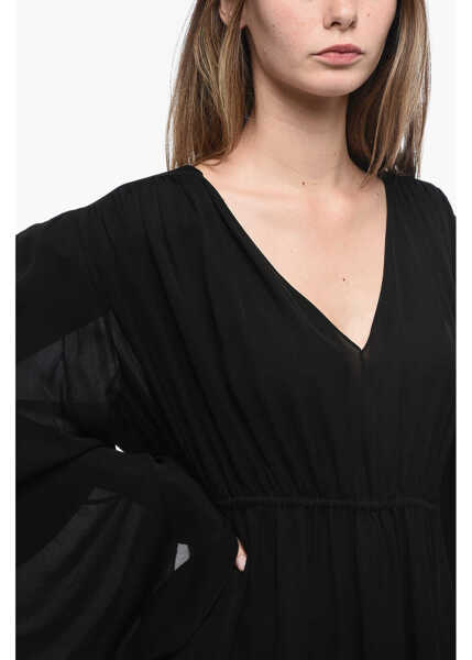 Rochii scurte WARDROBE.NYC Silk Mini Dress With Ruched Details Black Femei (BM 15937661) 3