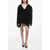 WARDROBE.NYC Silk Mini Dress With Ruched Details Black