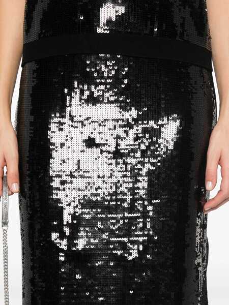 Fuste TWINSET Black Midi Skirt With Sequins All-Over In Technical Fabric Woman Black Femei (BM 15939530) 5