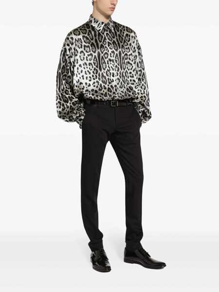 Camasi Dolce & Gabbana Grey Shirt With Leopard Print All-Over And Logo Lettering In Silk Man GREY Barbati (BM 15943616) 2