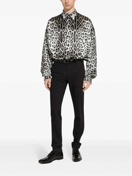 Camasi Dolce & Gabbana Grey Shirt With Leopard Print All-Over And Logo Lettering In Silk Man GREY Barbati (BM 15943616) 3