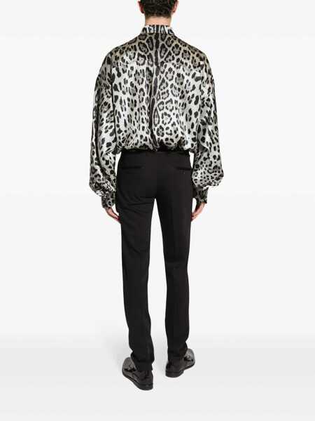 Camasi Dolce & Gabbana Grey Shirt With Leopard Print All-Over And Logo Lettering In Silk Man GREY Barbati (BM 15943616) 4