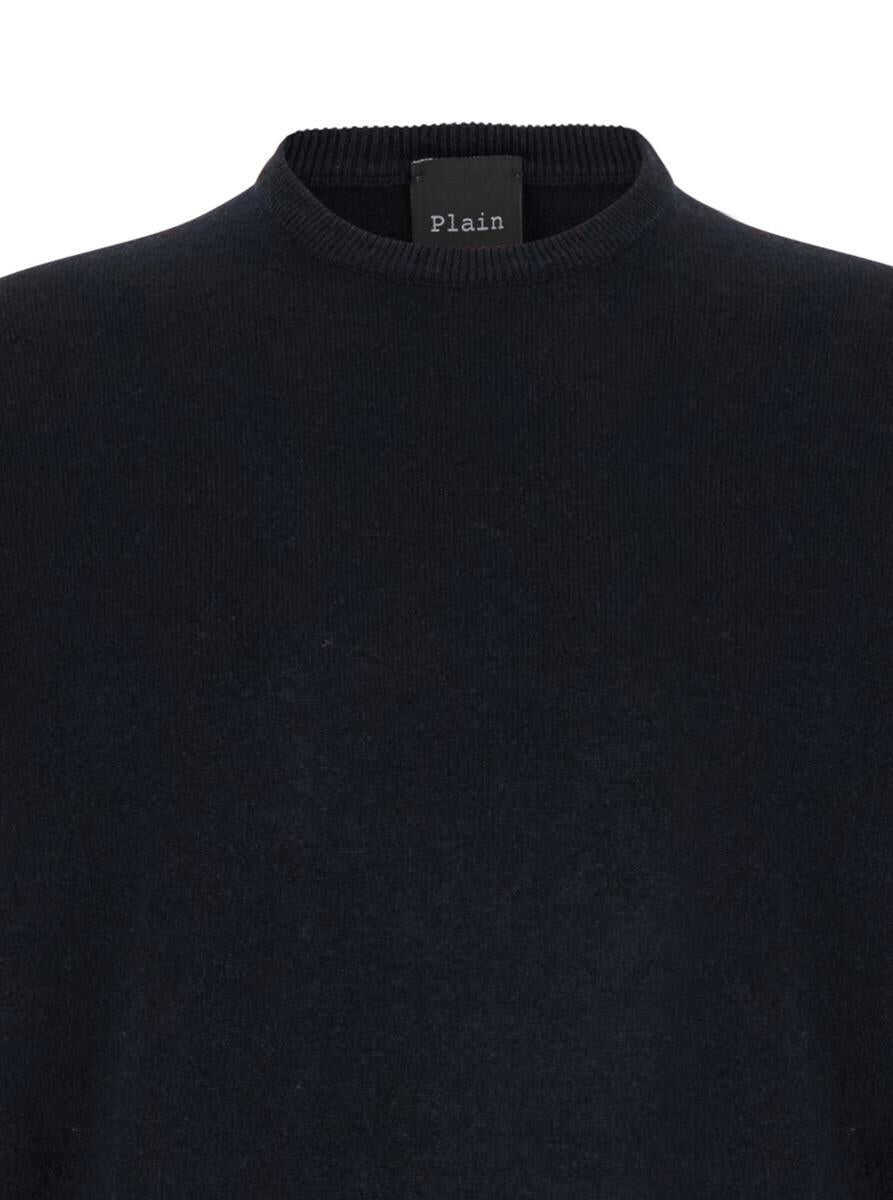 Pulovere PLAIN Dark Blue Crewneck Sweater In Merino Wool And Silk Blend Man BLUE Barbati (BM 15943631) 3