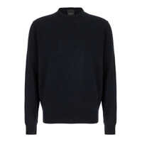 Pulovere PLAIN Dark Blue Crewneck Sweater In Merino Wool And Silk Blend Man
