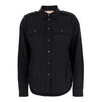 Camasi Grey Pinstriped Shirt In Wool Blend Woman Femei