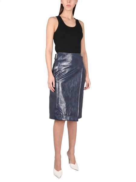 Fuste casual Bottega Veneta Leather Midi Skirt BLUE Femei (BM 15948113) 2