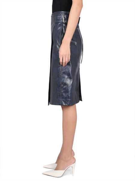 Fuste casual Bottega Veneta Leather Midi Skirt BLUE Femei (BM 15948113) 3