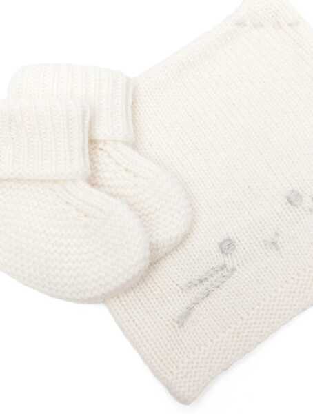 Costume TEDDY & MINOU Tricot Hat And Shoes WHITE Baieti (BM 15959462) 2