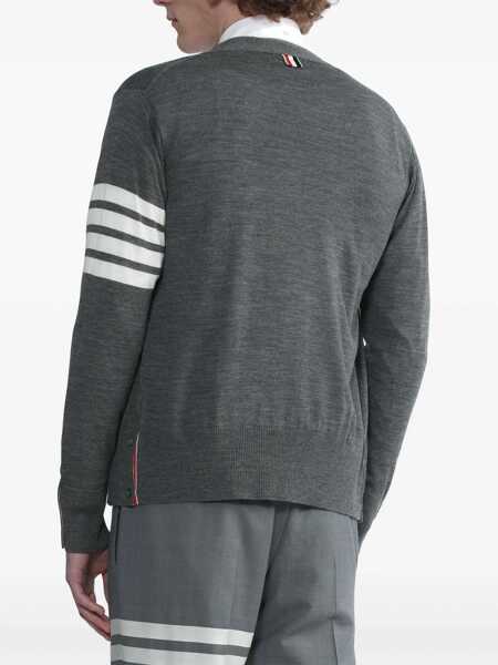 Cardigane Thom Browne Thom Browne Cardigan With Stripes GREY Barbati (BM 15962000) 4