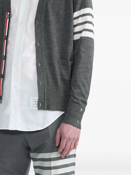 Cardigane Thom Browne Thom Browne Cardigan With Stripes GREY Barbati (BM 15962000) 5